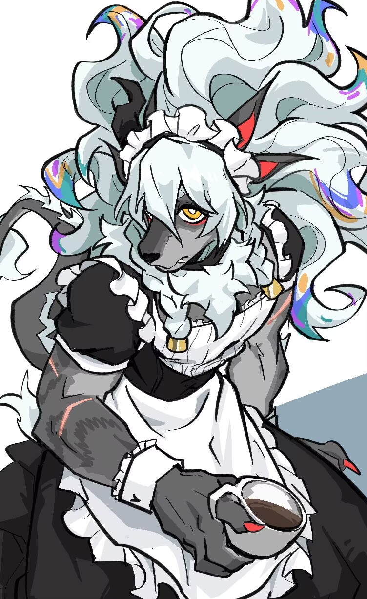 1boy, chinese_commentary, chiwawaluver, claws, closed_mouth, commentary_request, cup, dislyte