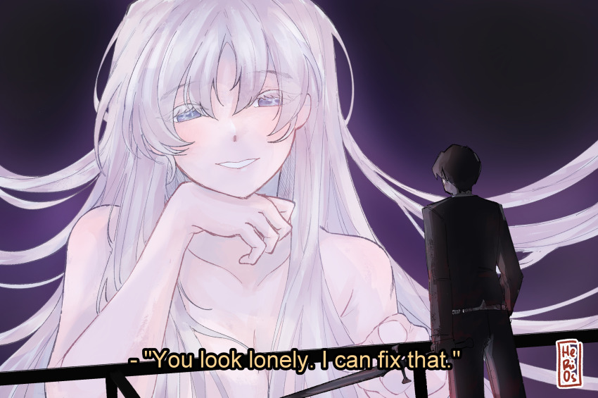 1girl, angelica_(project_moon), black_hair, black_jacket, black_pants, blade_runner_(series), blade_runner_2049, blue_eyes