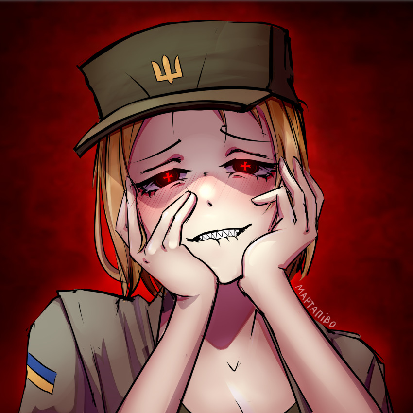 1girl, absurdres, alternate_eye_color, blonde_hair, blush, bra, breasts, brown_bra