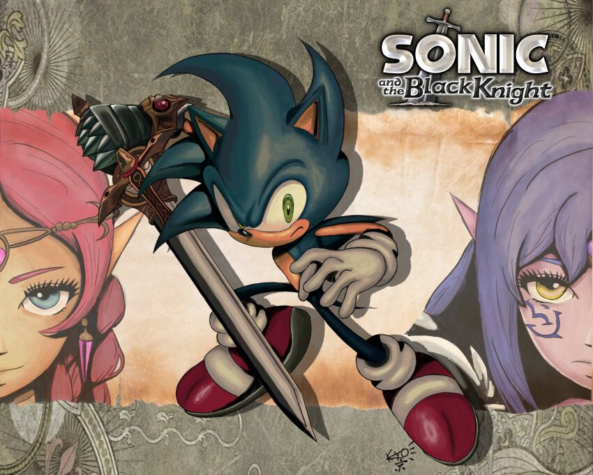 1boy, animal_ears, animal_nose, artist_name, blue_eyes, blue_fur, blue_gem, blue_hair, braid, circlet, closed_mouth, colored_skin, copyright_name, dark_queen_(sonic), dual_persona, earrings, eyelashes, forehead_jewel, full_body, furry, furry_female, furry_male, gem, gloves, green_eyes, half-closed_eyes, happy, highres, holding, holding_sword, holding_weapon, jewelry, long_hair, looking_at_viewer, merlina_(sonic), pink_hair, pink_skin, pointy_ears, purple_fur, purple_hair, serious, shoes, sidelocks, smile, sneakers, socks, sonic_(series), sonic_and_the_black_knight, sonic_the_hedgehog, spiked_hair, standing, sword, tattoo, thakidky0, two-tone_fur, weapon, white_gloves, yellow_eyes, yellow_fur