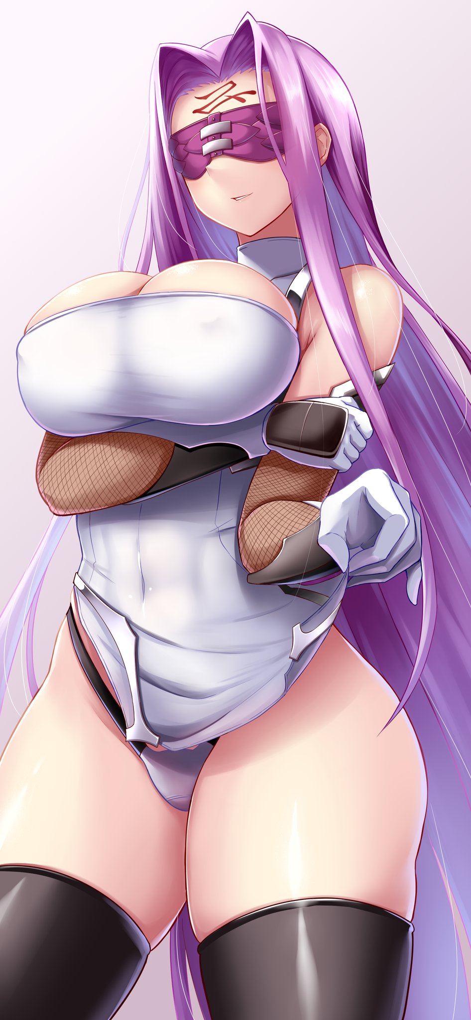 1girl, arm_under_breasts, black_thighhighs, breasts, clothes_lift, commentary_request, cosplay, covered_erect_nipples