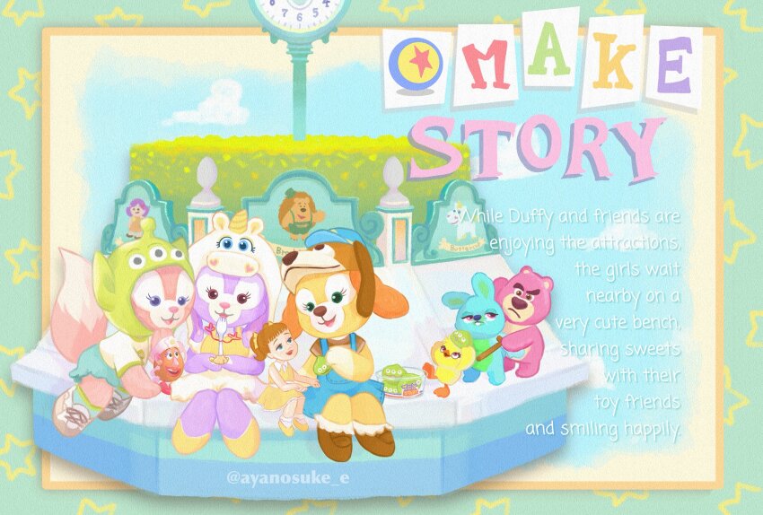 3girls, animal_ears, ayanosuke_e, commentary_request, cookieann, dress, duffy_and_friends, fox_girl