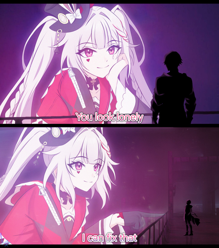 1boy, 1girl, absurdres, abysssian, black_gloves, black_hat, blade_runner_(series), blade_runner_2049