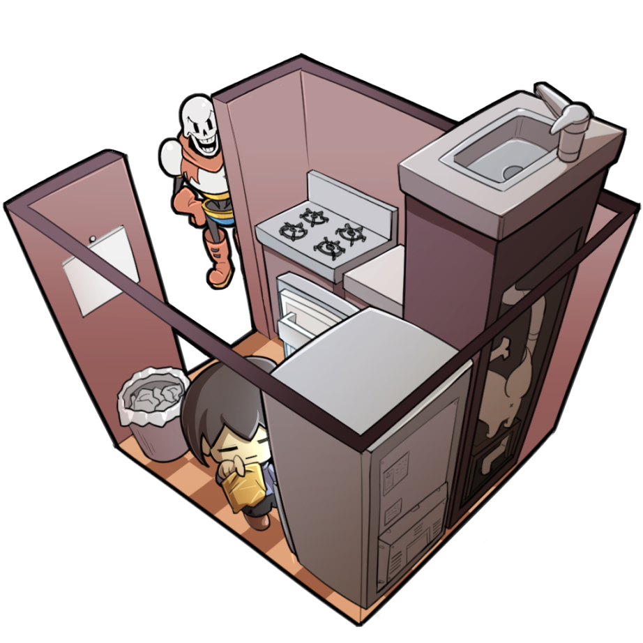 1other, 2boys, =_=, annoying_dog, armor, bag_of_chips, black_bodysuit, black_shorts