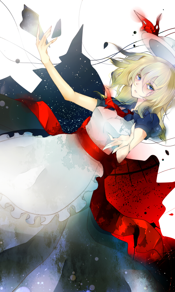 1girl, apron, aymmogh, bad_id, bad_pixiv_id, blonde_hair, blue_eyes, dress