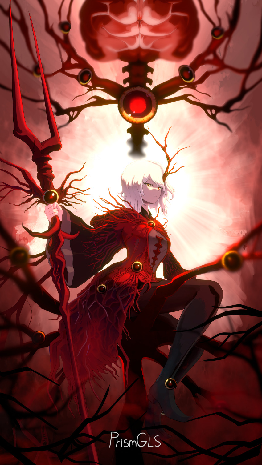 1girl, absurdres, black_pants, brain, commentary_request, dress, e.g.o_(project_moon), faust_(project_moon)