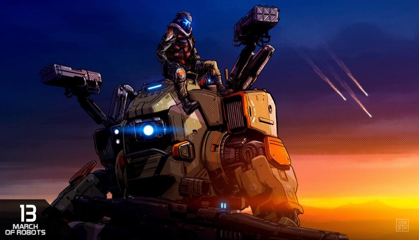 1boy, assault_visor, black_boots, blue_eyes, blue_visor, boots, bt-7274, bulletproof_vest