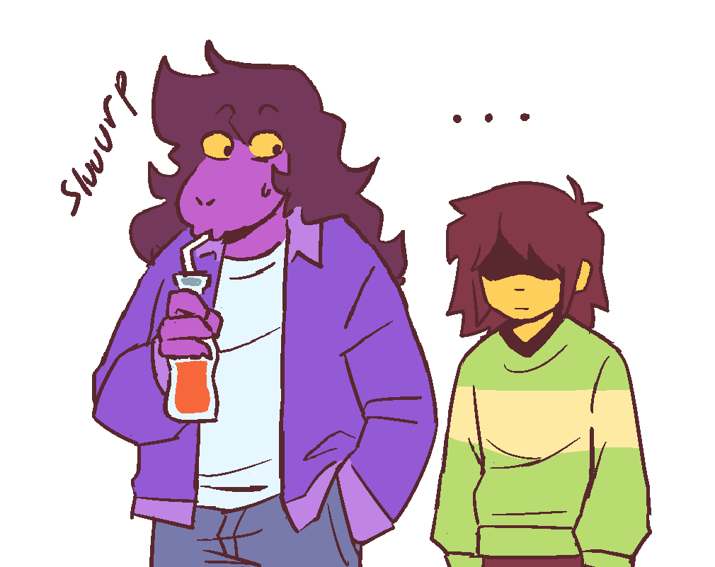 ..., 1girl, 1other, alt_text, alternate_universe, androgynous, black_eyes, blue_pants