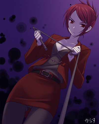 1girl, breasts, cleavage, kojima_umeko, lowres, maji_de_watashi_ni_koi_shinasai!, red_eyes, short_hair