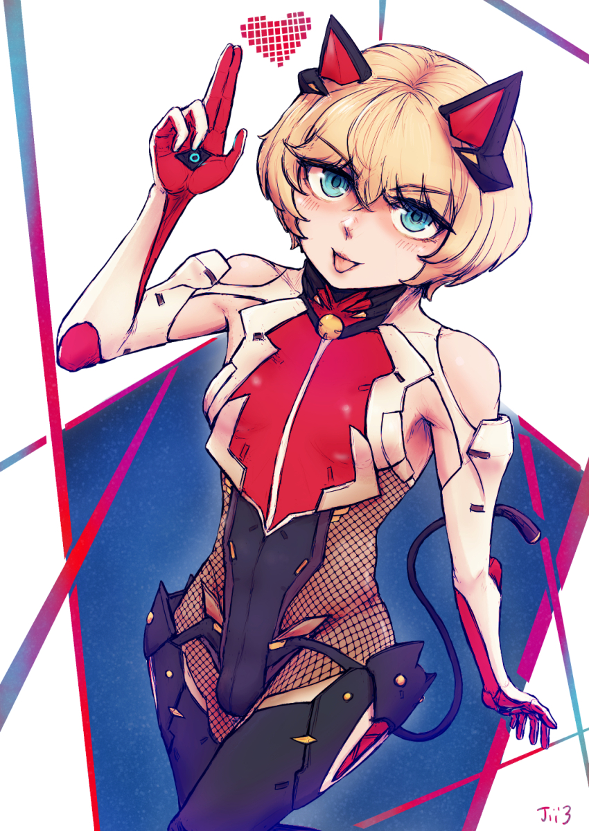 1boy, animal_ears, arm_up, armpit_crease, bare_shoulders, black_leotard, blonde_hair, blue_eyes