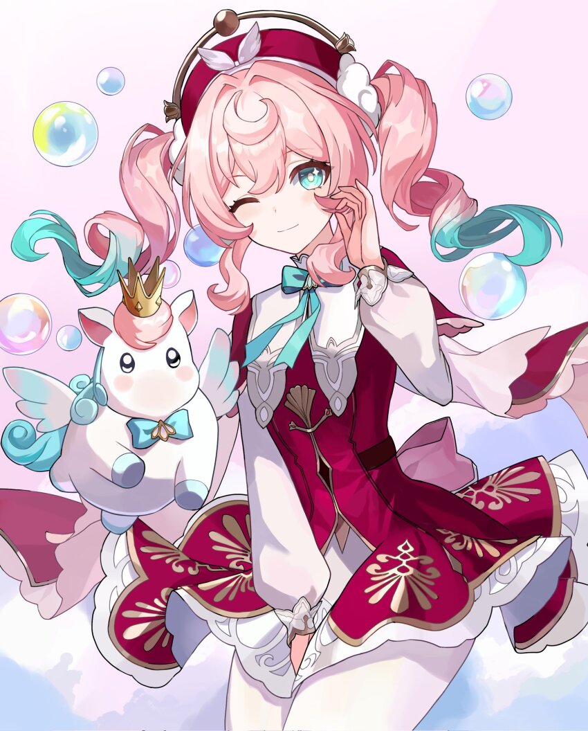 1girl, aqua_bow, aqua_bowtie, aqua_eyes, aqua_hair, between_legs, blue_background, bow