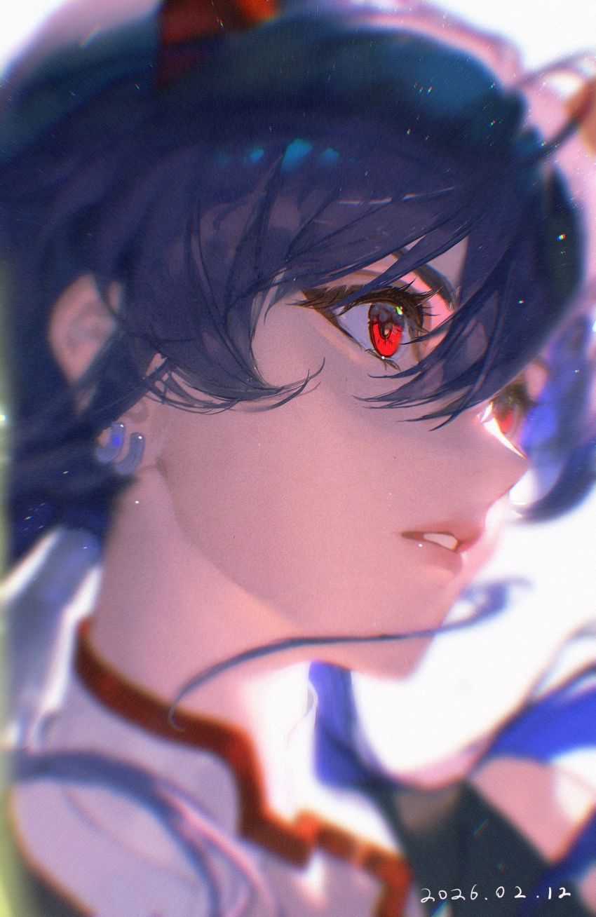 1girl, absurdres, arknights, blue_hair, ch'en_(arknights), ch'en_the_dawnstreak_(arknights), dated, earrings