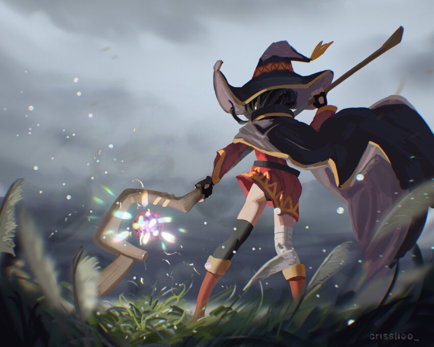 1girl, absurdres, ass_peek, bandaged_leg, bandages, belt, black_belt, black_cape