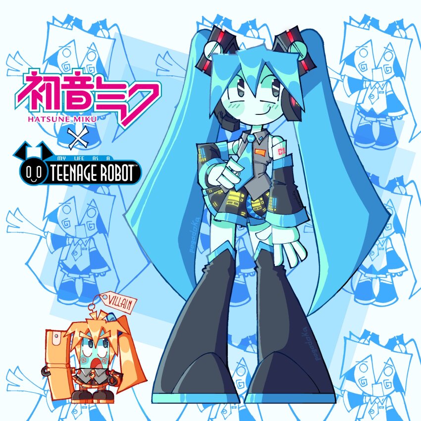 1girl, akita_neru, aqua_hair, aqua_necktie, black_eyes, black_sleeves, cellphone, cosplay