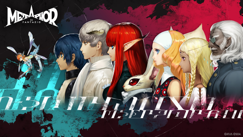 4boys, 4girls, armor, atlus, bad_tag, bare_shoulders, bat_boy, bat_wings