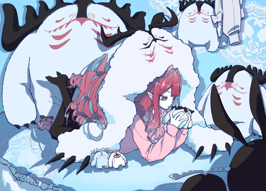 1girl, absurdres, baobhan_sith_(fate), black_leggings, burnunnos_(fate), cernunnos_(fate), character_hood, commentary_request