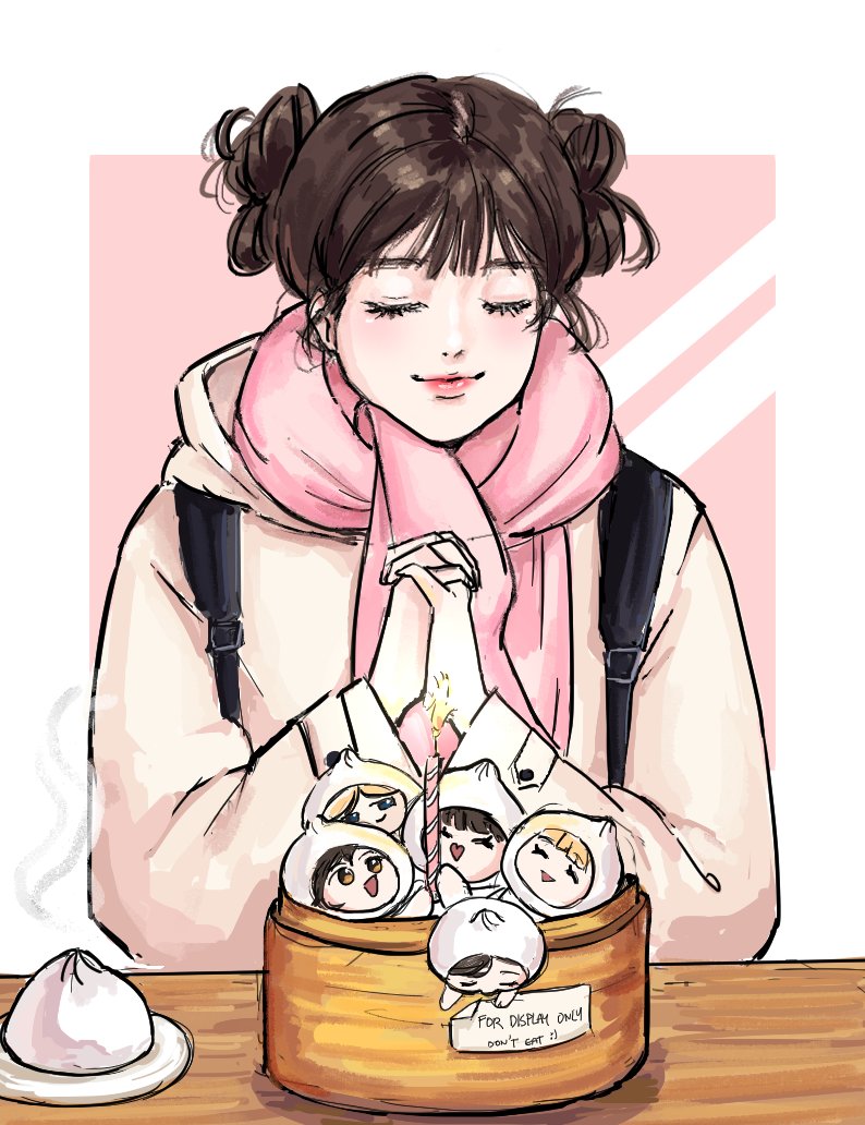 6+girls, ^_^, animification, bae_(nmixx), blonde_hair, blue_eyes, blush, brown_eyes