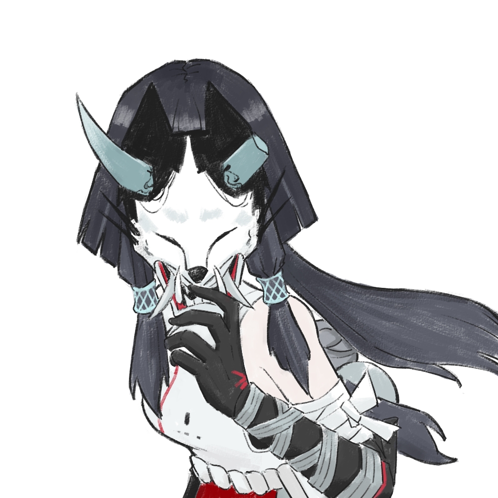 1girl, bandaged_arm, bandages, bare_shoulders, black_hair, chinese_commentary, commentary_request, covering_own_face