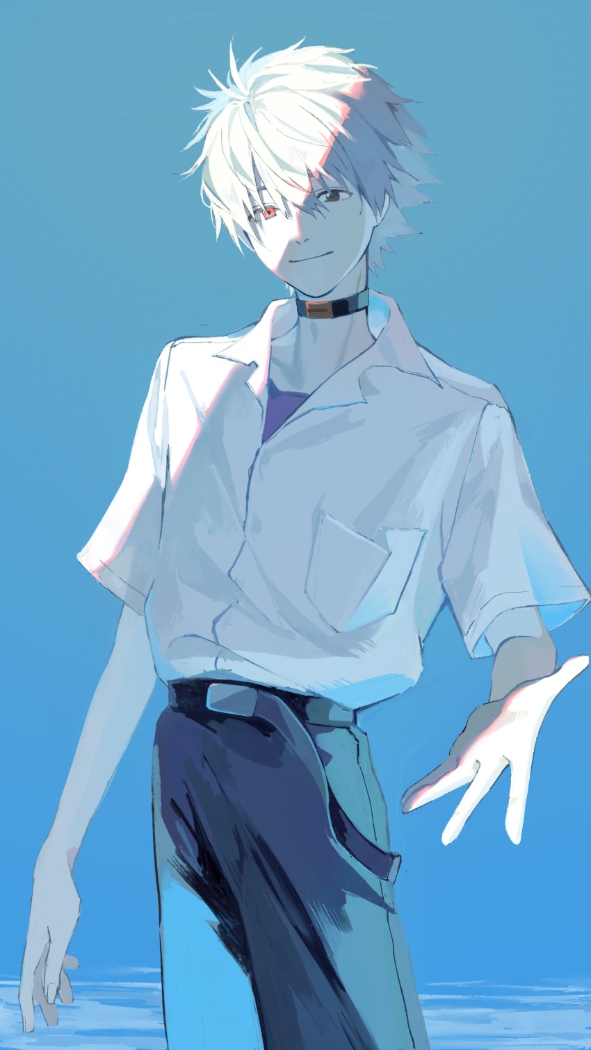 1boy, absurdres, belt, black_pants, closed_mouth, commentary_request, cowboy_shot, dss_choker