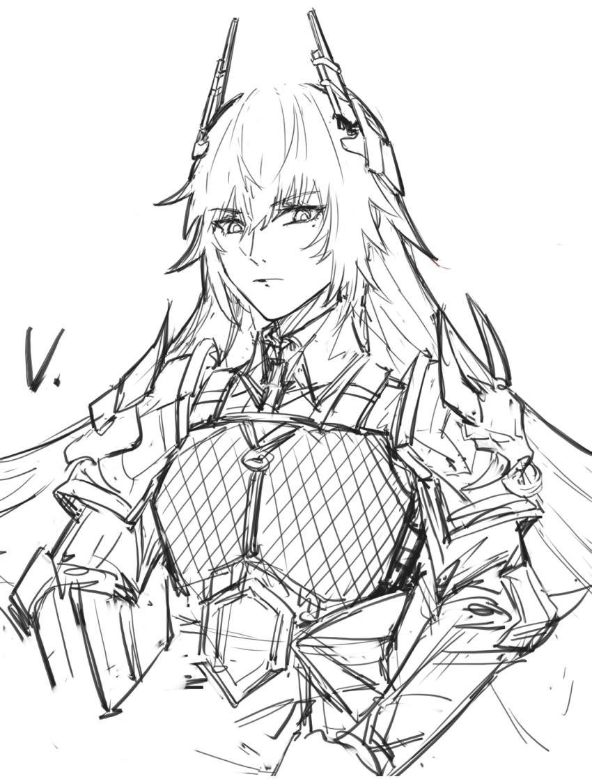 1girl, alternate_costume, armor, artist_name, closed_mouth, commentary_request, cropped_torso, dou