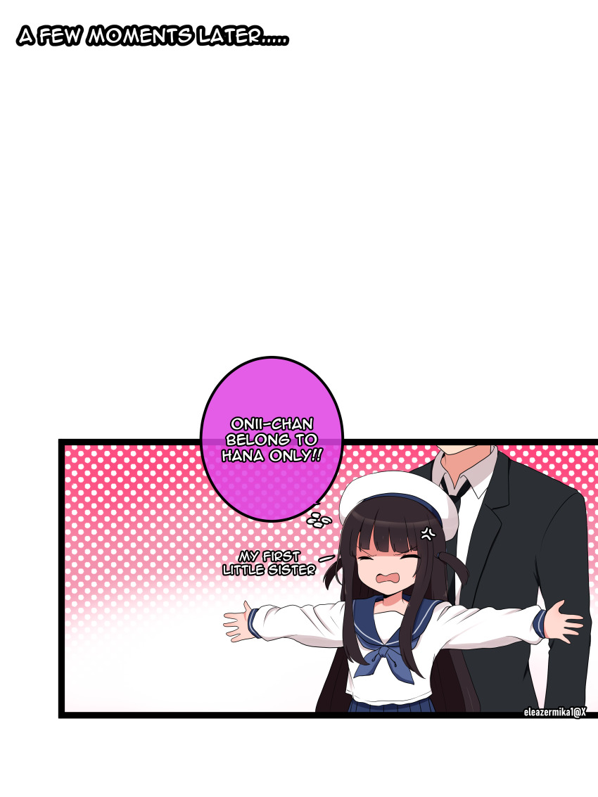 1boy, 1girl, absurdres, anger_vein, beret, black_hair, black_jacket, black_necktie