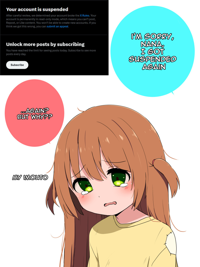 1girl, absurdres, blush, brown_hair, commentary, crying, dot_nose, eleazarmikai