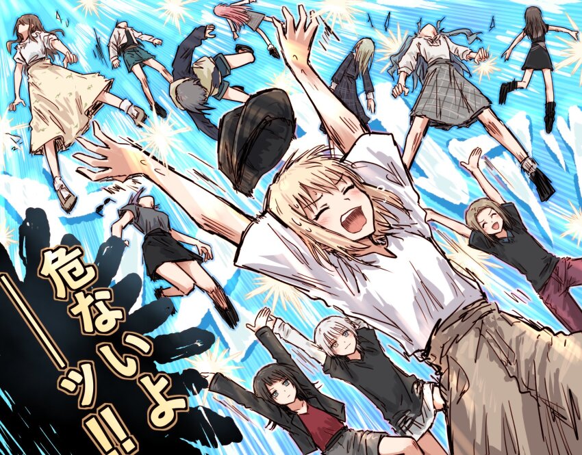 6+girls, arms_up, bad_id, bad_twitter_id, bang_dream!, bang_dream!_it's_mygo!!!!!, black_hair, black_hoodie