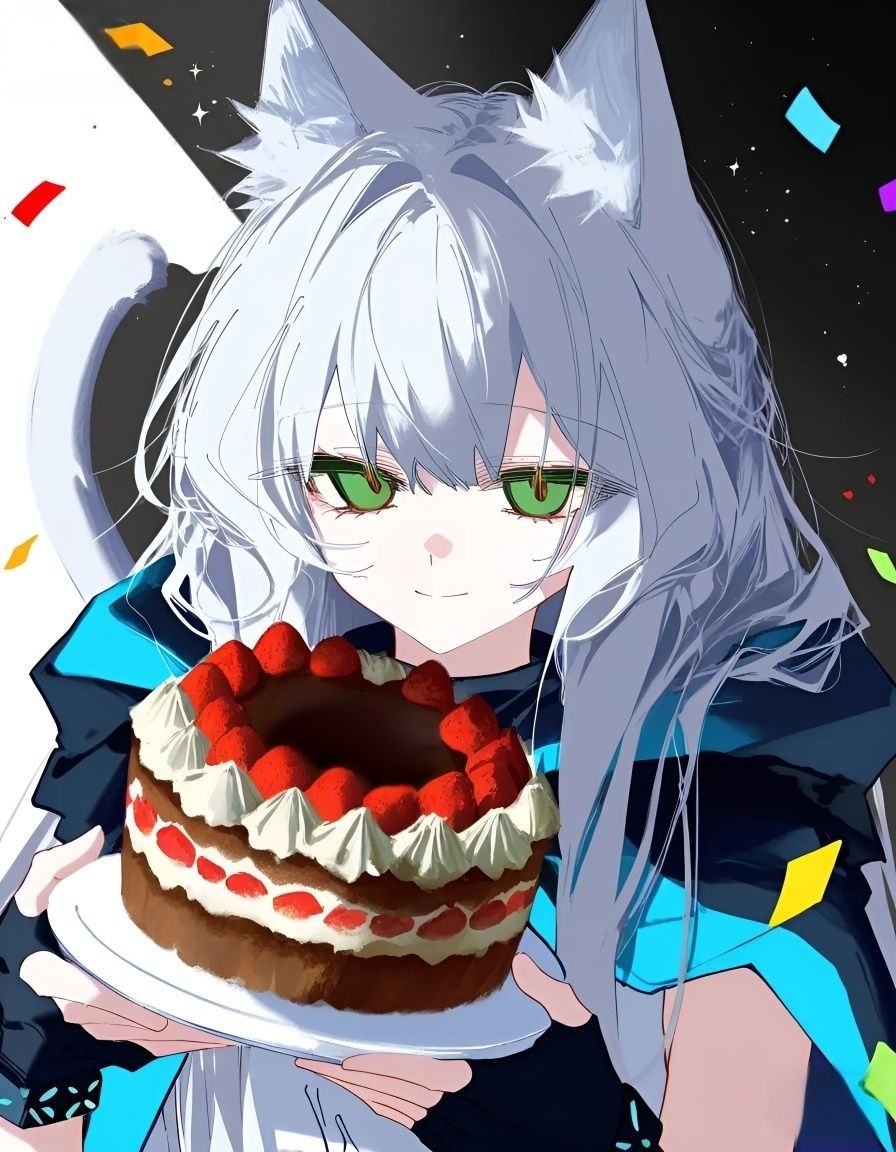 1girl, animal_ears, arknights, cake, cat_ears, cat_girl, commentary_request, fingerless_gloves