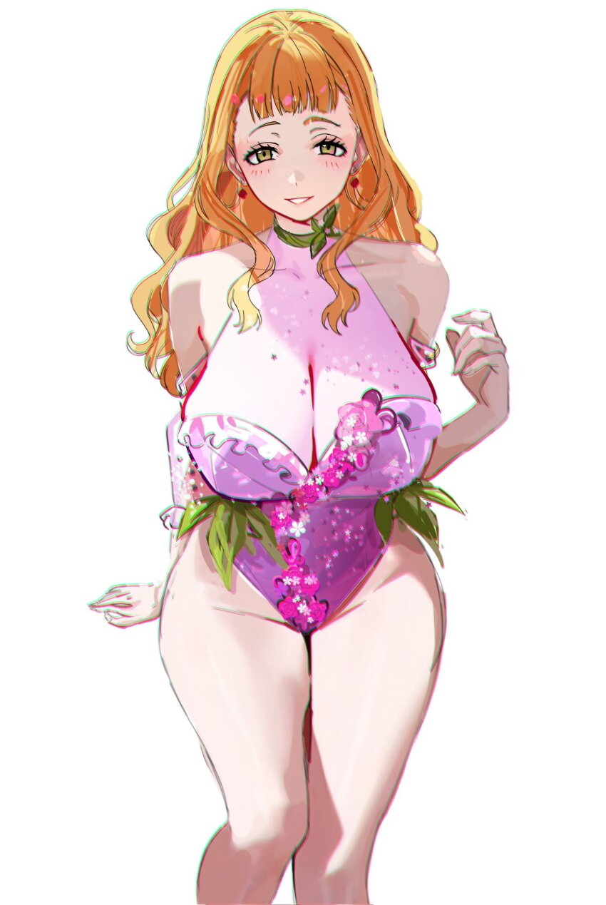 1girl, alternate_costume, black_clover, blush, breasts, choker, cleavage, commentary