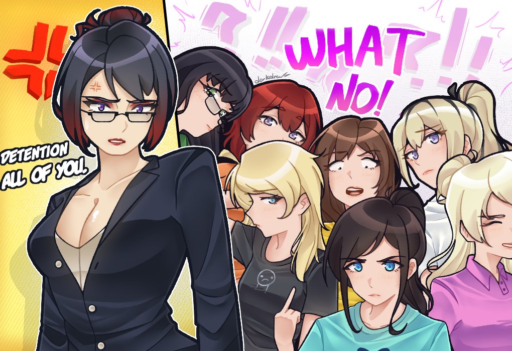 !, !!, !?, 6+girls, anger_vein, ari_(class_of_09), breasts, class_of_09