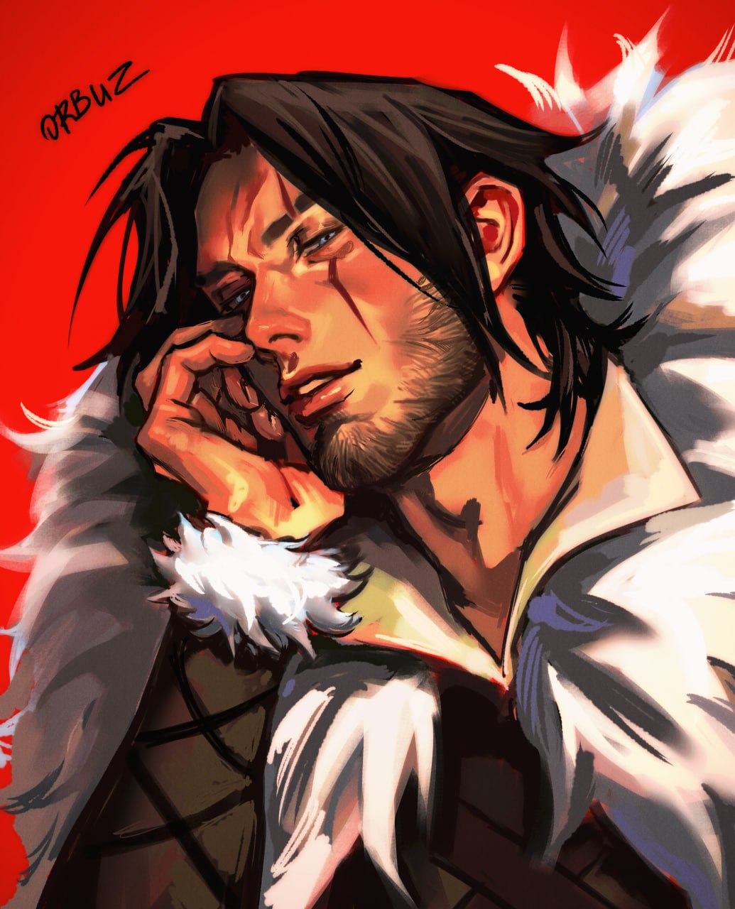 1boy, beard, black_hair, black_shirt, blue_eyes, castlevania_(netflix), castlevania_(series), collared_shirt