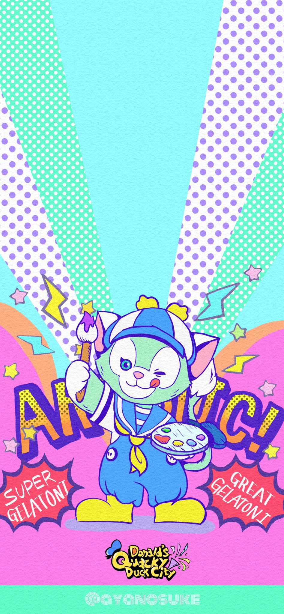 1boy, animal_ears, ayanosuke_e, cat_boy, cat_ears, commentary_request, disneyland, duffy_and_friends