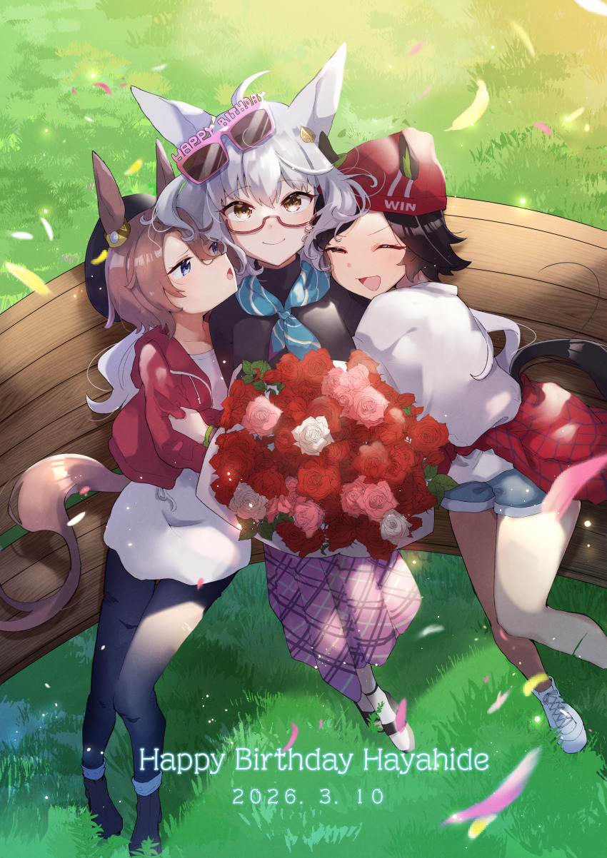 3girls, absurdres, ahoge, animal_ears, bandaid, bandaid_on_cheek, bandaid_on_face, beanie