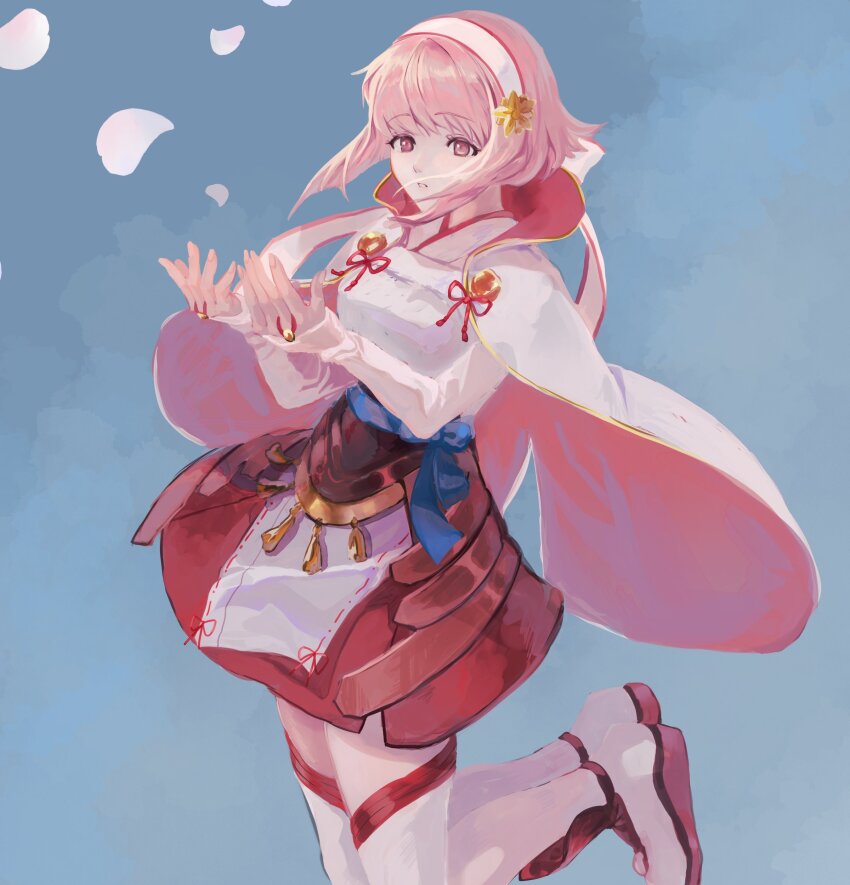 1girl, absurdres, blue_background, breasts, cloak, commentary_request, commission, fire_emblem