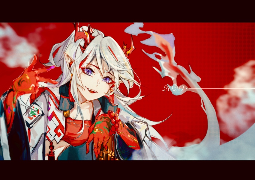 1girl, absurdres, arknights, bandeau, bead_bracelet, beads, bracelet, breasts