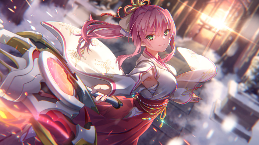 >:), 1girl, aikawa_megumi, aikawa_megumi_(heart-stirring_flame), animal_print, armpit_cutout, backlighting, bird_print