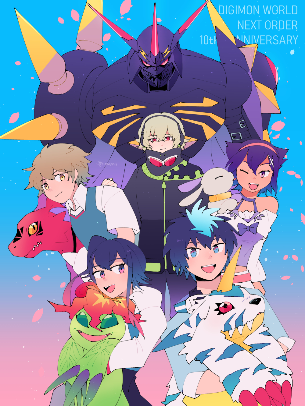 agumon, digimon, digimon_(creature), digimon_world_-next_0rder-, guilmon, hirose_kouta, horns, looking_at_viewer