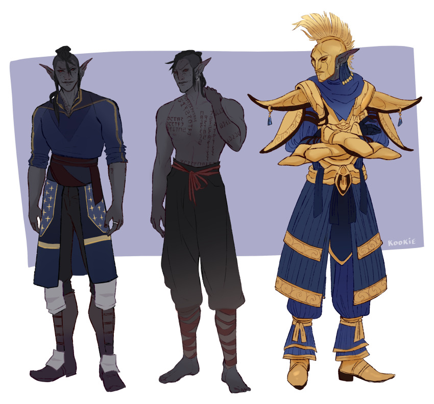 1boy, absurdres, armor, artist_name, black_boots, black_hair, black_pants, blue_background