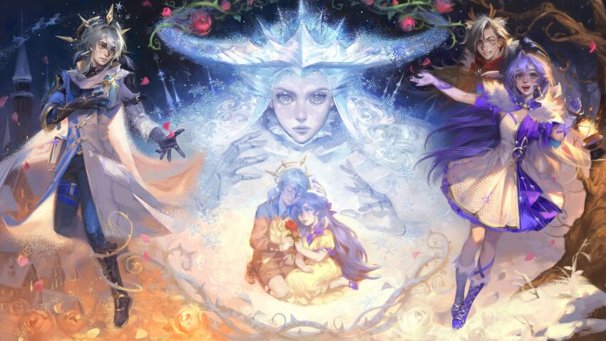 1girl, 1other, 2boys, :d, absurdres, age_comparison, aged_down, animal_ears