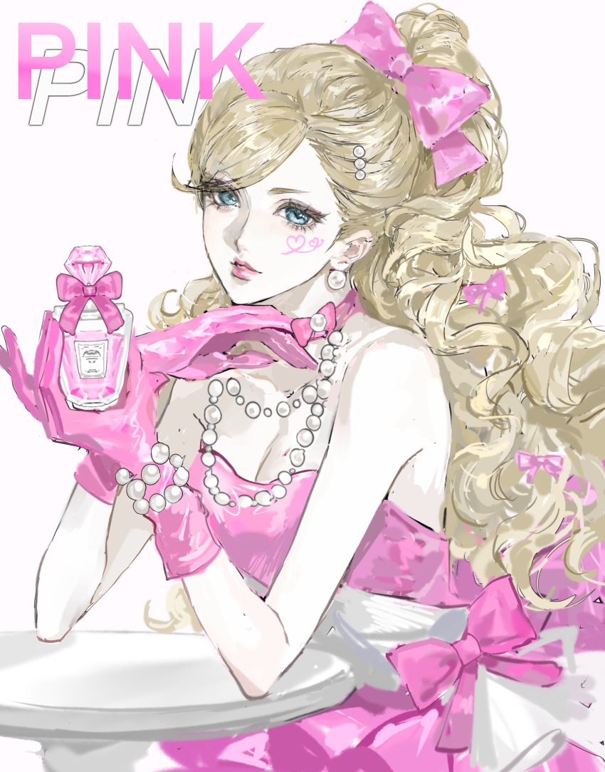 1girl, absurdres, aegyo_sal, alternate_costume, bai_yu_tang, bare_shoulders, bead_bracelet, bead_necklace