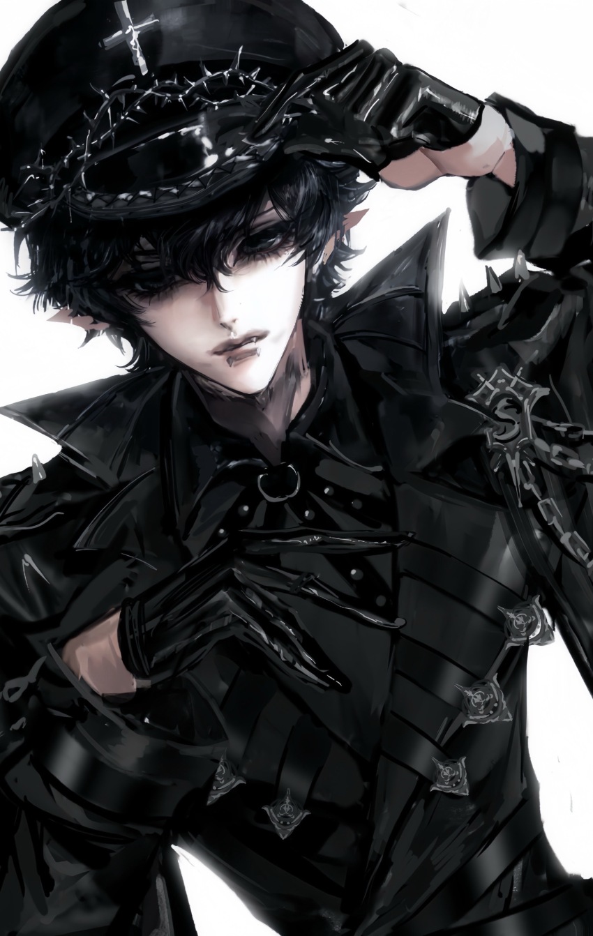 1boy, absurdres, adjusting_clothes, adjusting_headwear, alternate_costume, amamiya_ren, bai_yu_tang, belt