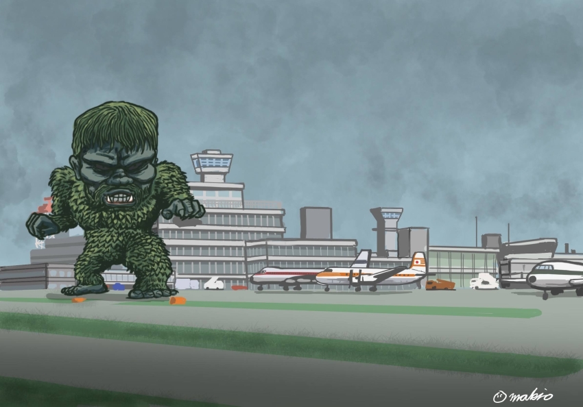 aircraft, airplane, artist_name, benedict_pictures_corporation, chibi, cloud, cloudy_sky, crossover