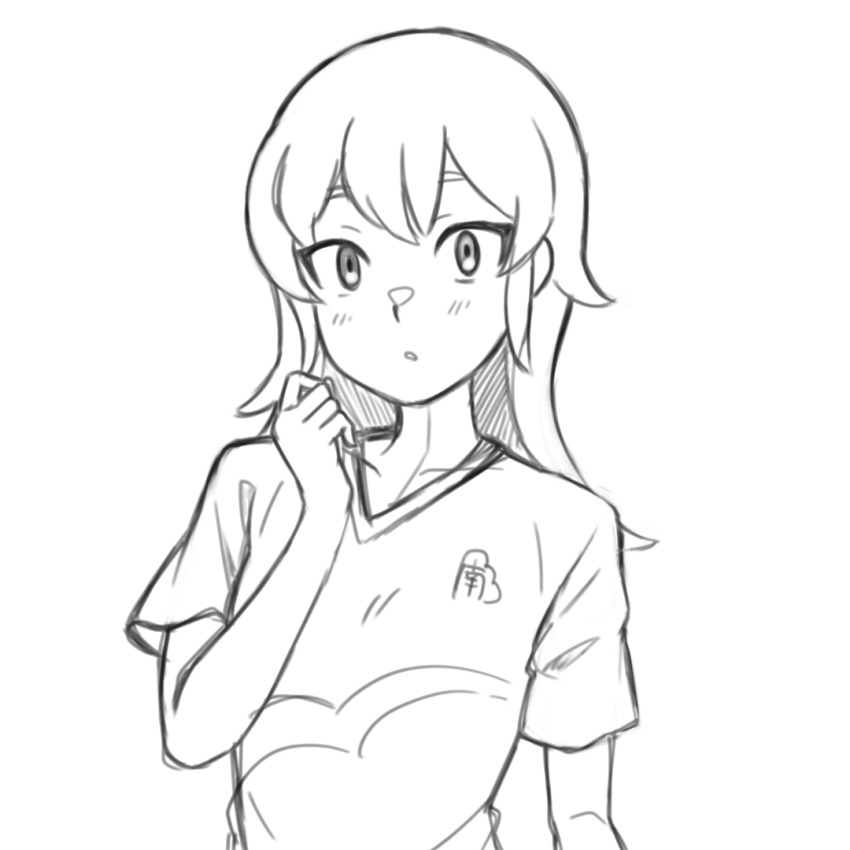 1girl, inazuma_eleven_(series), inazuma_eleven_victory_road, looking_at_viewer, momoi_shouko, rinna_(rinrina_4119), simple_background, soccer_uniform, solo, sportswear, twitter, upper_body, white_background