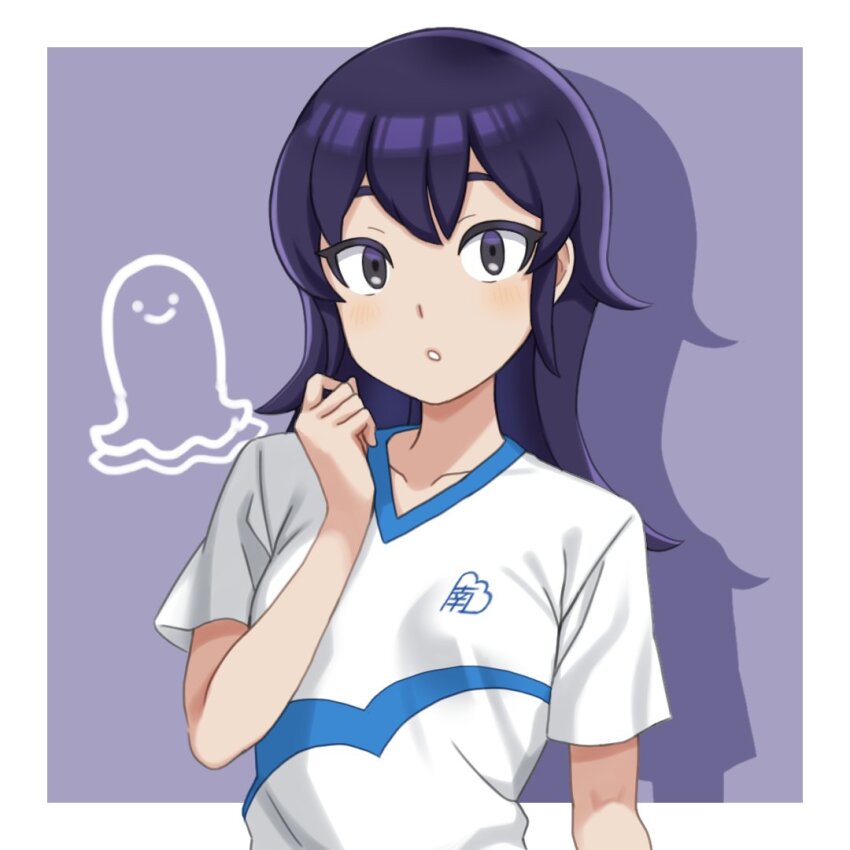 1girl, breasts, dress, inazuma_eleven_(series), inazuma_eleven_victory_road, looking_at_viewer, momoi_shouko, purple_dress, rinna_(rinrina_4119), small_breasts, soccer_uniform, solo, sportswear, twitter, upper_body