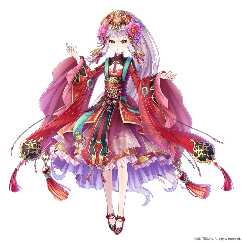 1girl, beads, breasts, butterfly_brooch, butterfly_hair_ornament, butterfly_ornament, chinese_clothes, cleavage_cutout