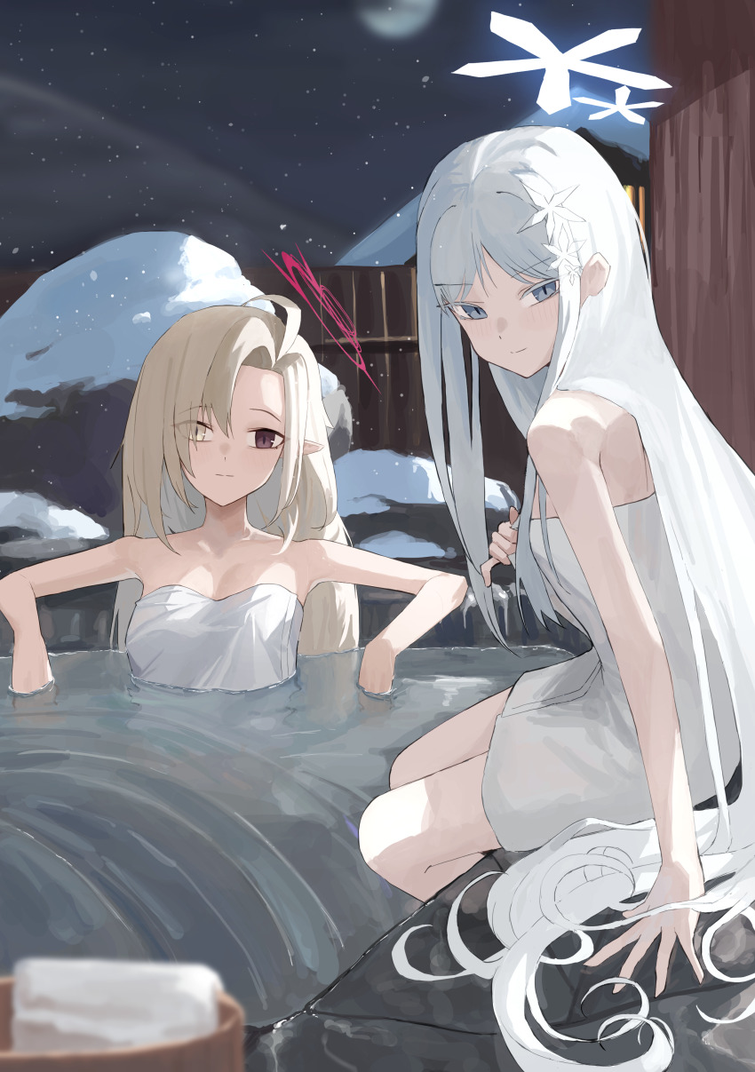 2girls, absurdres, ayame_(blue_archive), blonde_hair, blue_archive, blue_eyes, breasts, commentary_request