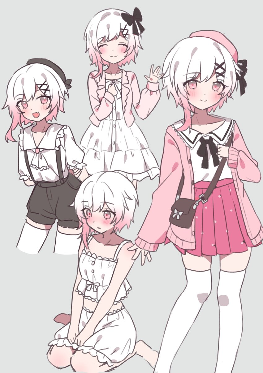 1girl, absurdres, alternate_costume, bag, beret, black_bag, black_hat, black_shorts