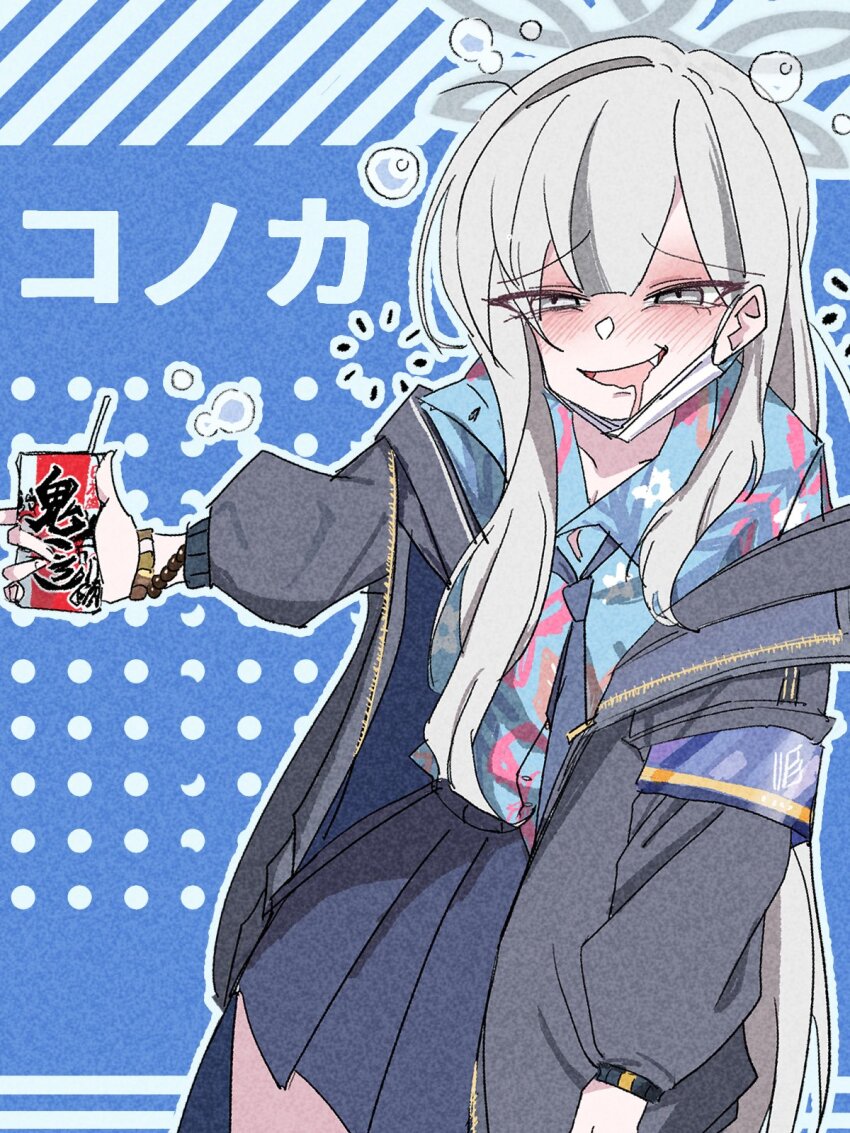 1girl, armband, blue_archive, blue_armband, blue_necktie, blue_shirt, bocchi_the_rock!, commentary_request