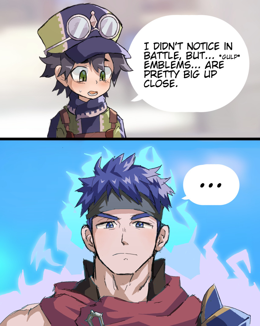 ..., 2boys, absurdres, aura, black_hair, blue_aura, blue_eyes, blue_hair