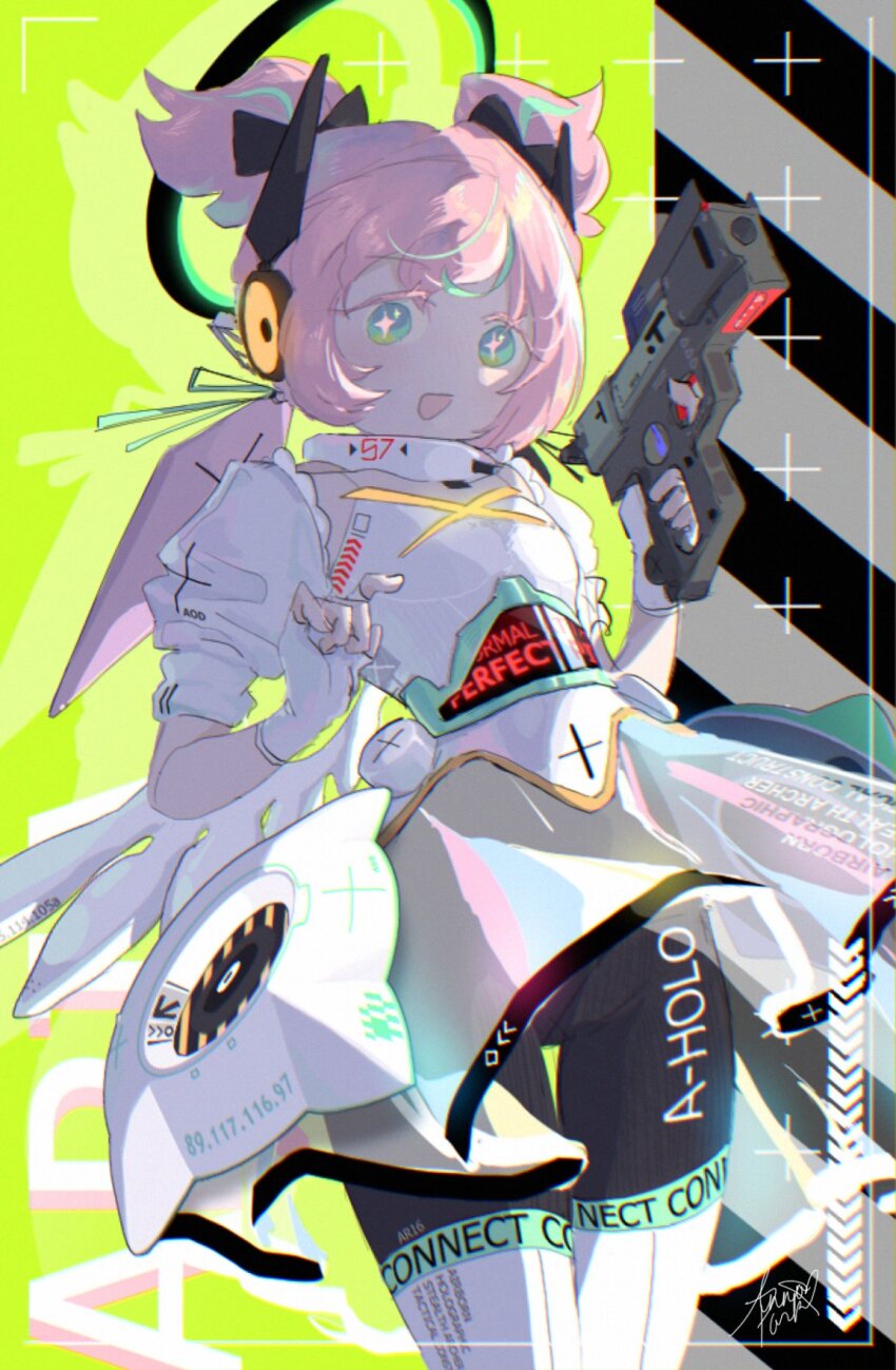 1girl, adapted_costume, aqua_hair, aqua_streaks, aria_(zenless_zone_zero), blue_eyes, character_name, commentary